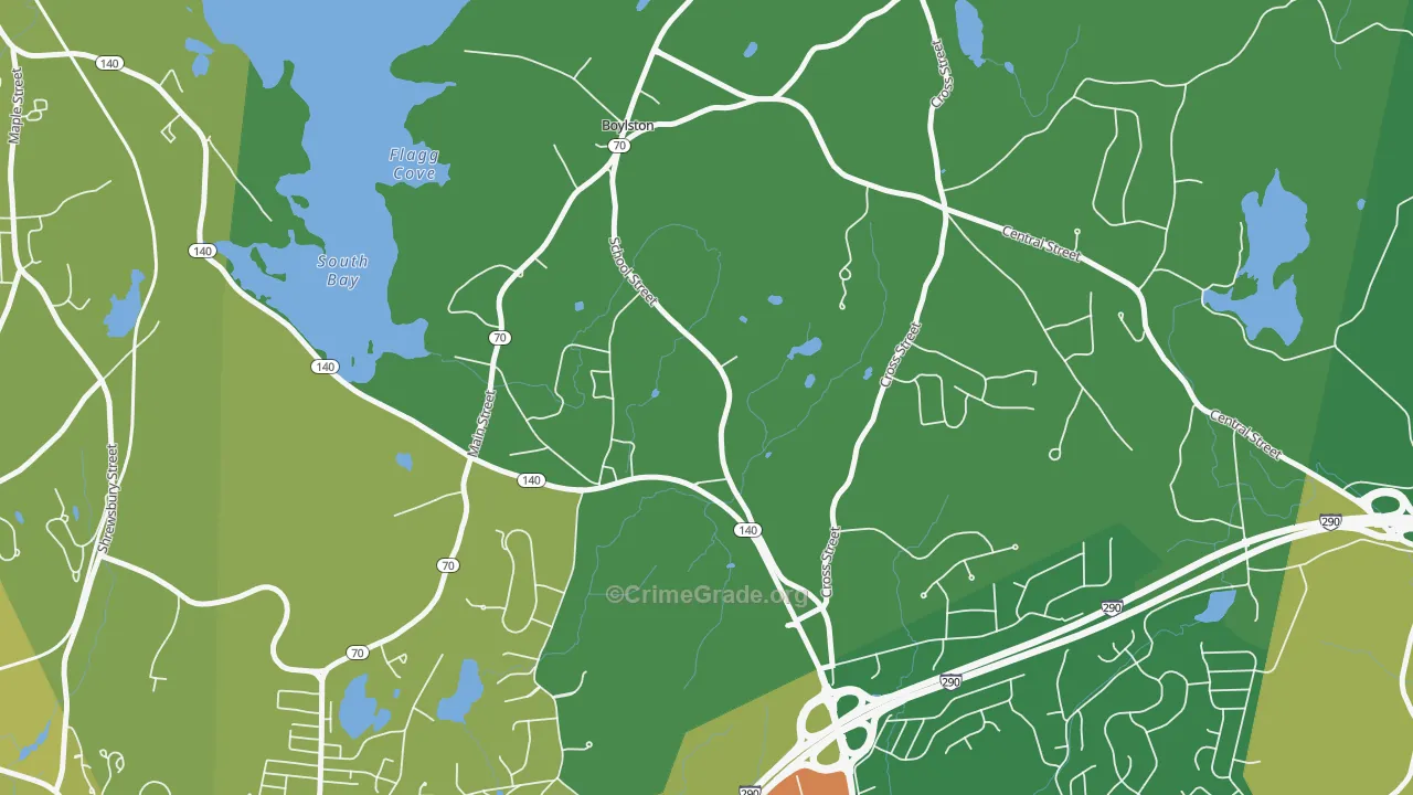 Morningdale, MA Map of Vehicle Theft Rates