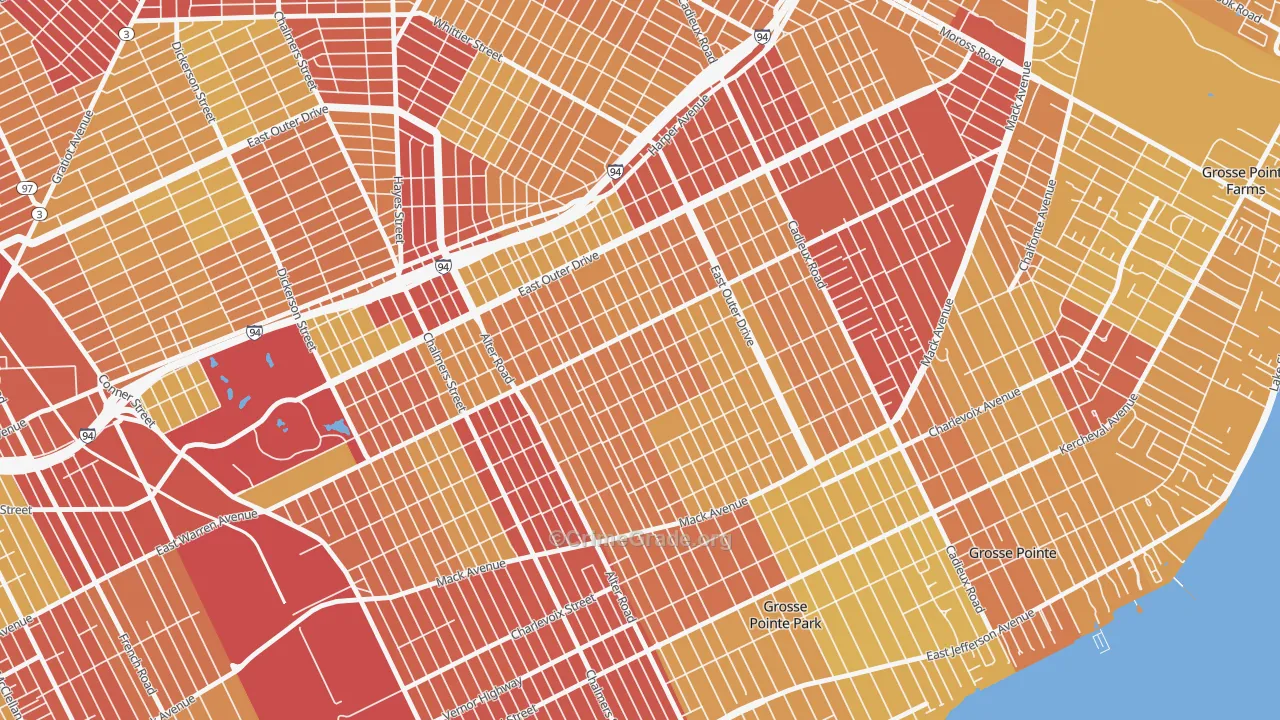 Morningside, Detroit, MI Map of Vehicle Theft Rates