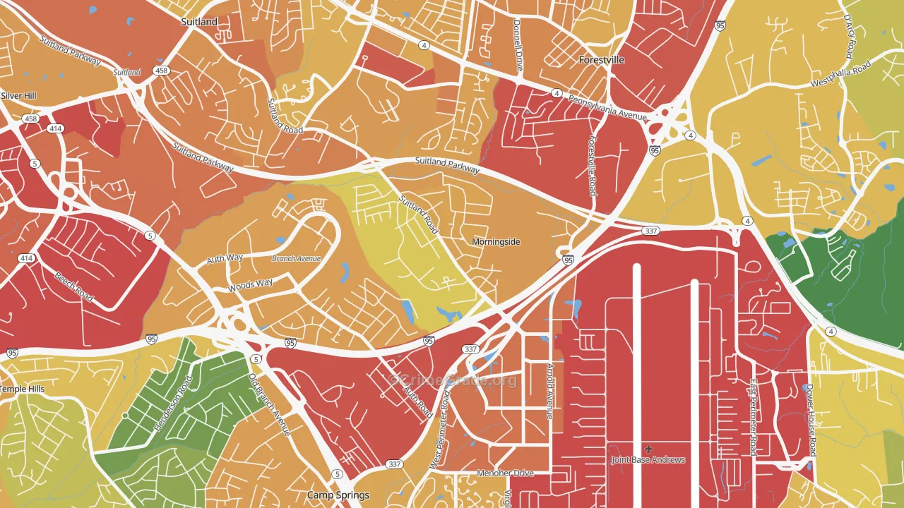 Morningside, MD Map of Vehicle Theft Rates
