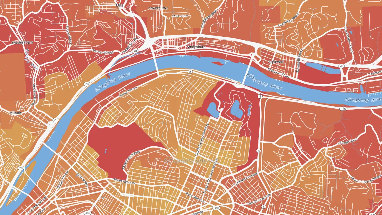 Morningside, Pittsburgh, PA Map of Vehicle Theft Rates