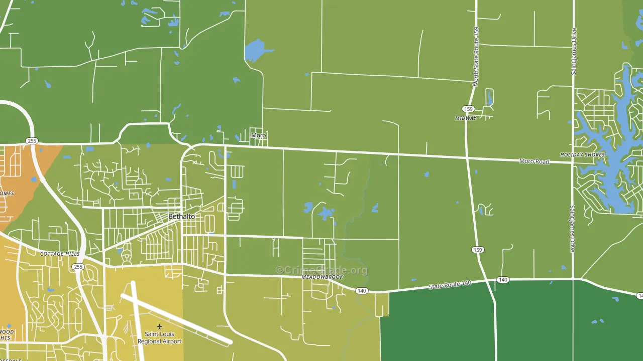 Moro, IL Map of Vehicle Theft Rates
