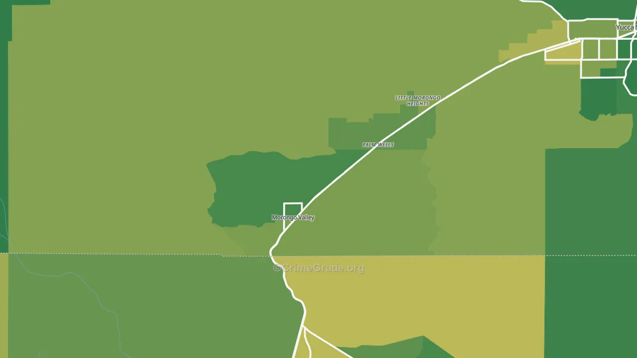 Morongo Valley, CA Map of Vehicle Theft Rates