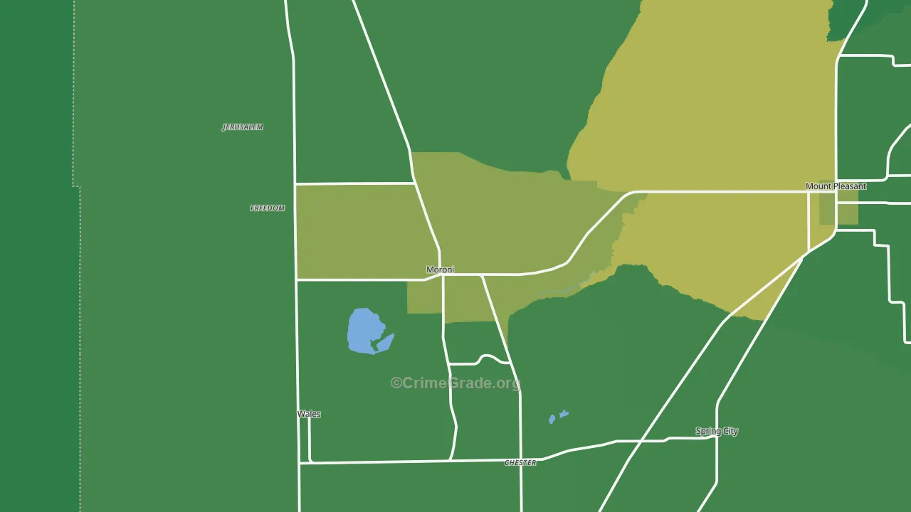 Moroni, UT Map of Vehicle Theft Rates