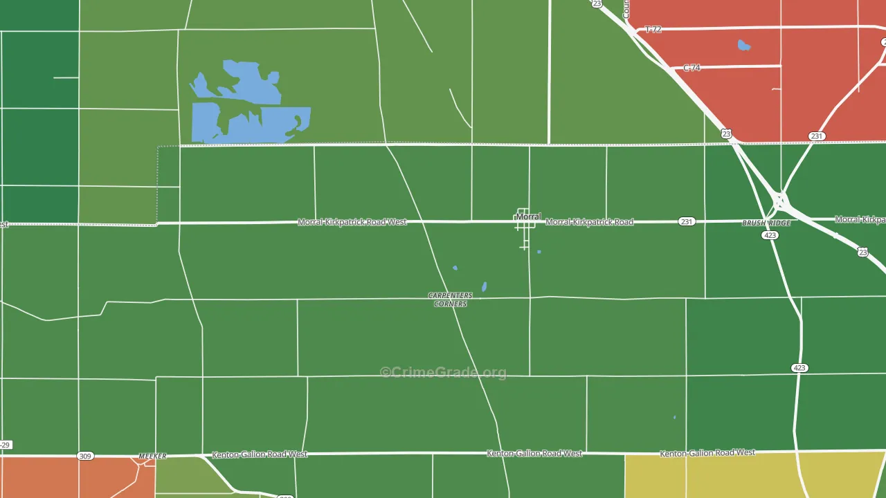 Morral, OH Map of Vehicle Theft Rates