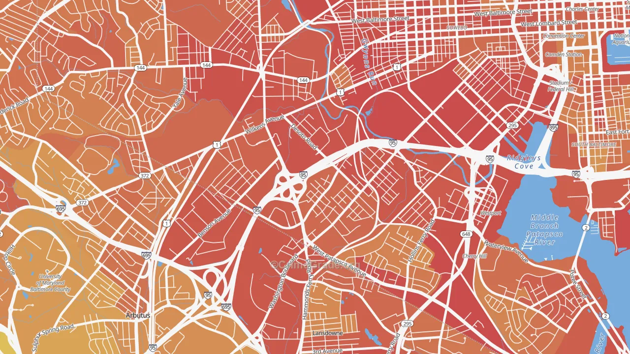 Morrell Park, Baltimore, MD Map of Vehicle Theft Rates