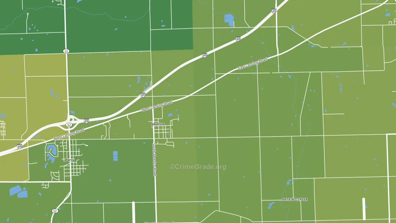 Morrice, MI Map of Vehicle Theft Rates
