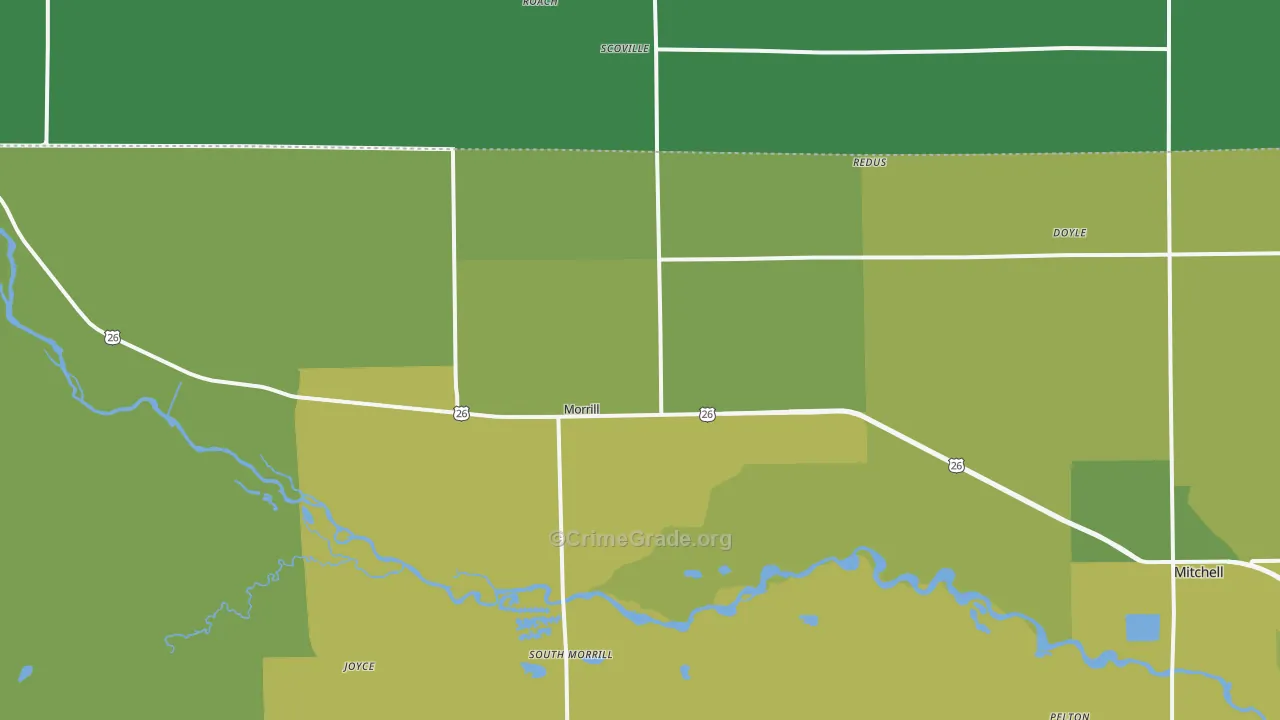 Morrill, NE Map of Vehicle Theft Rates