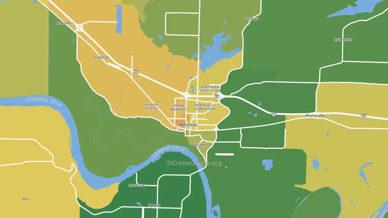 Morrilton, AR Map of Vehicle Theft Rates