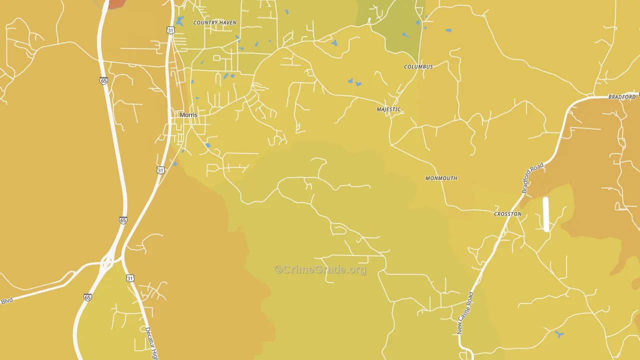 Morris, AL Map of Vehicle Theft Rates