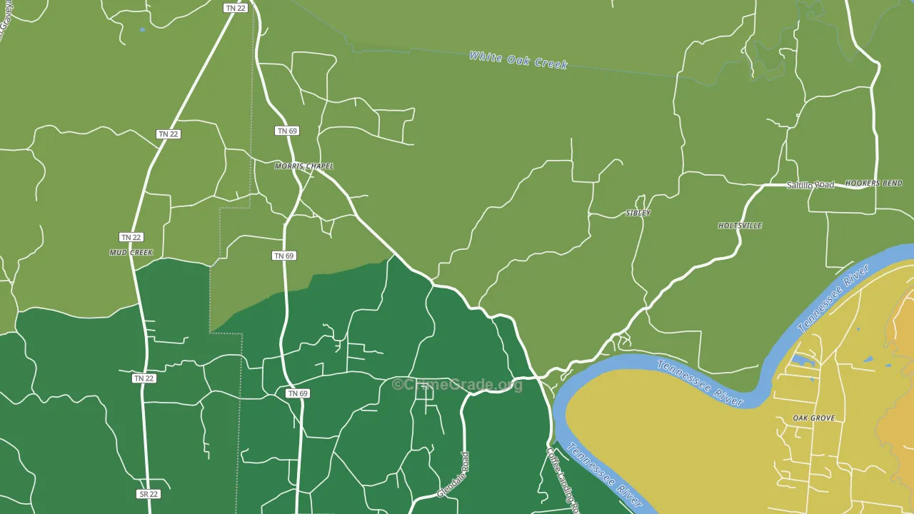 Morris Chapel, TN Map of Vehicle Theft Rates