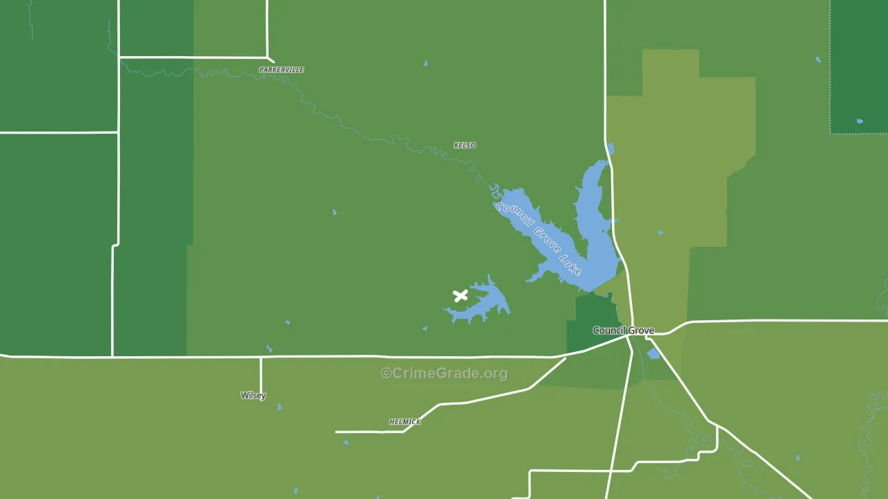 Morris County, KS Map of Vehicle Theft Rates