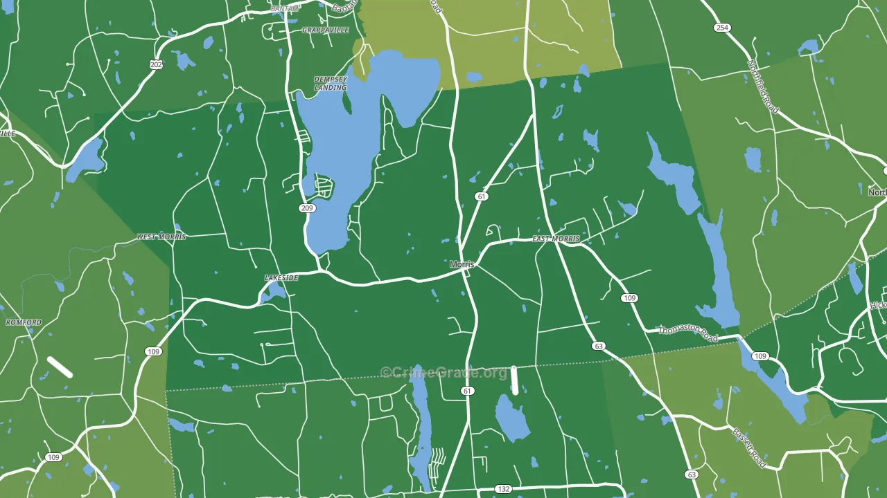 Morris, CT Map of Vehicle Theft Rates
