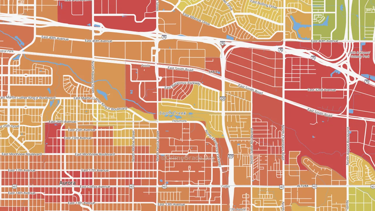 Morris Heights, Aurora, CO Map of Vehicle Theft Rates
