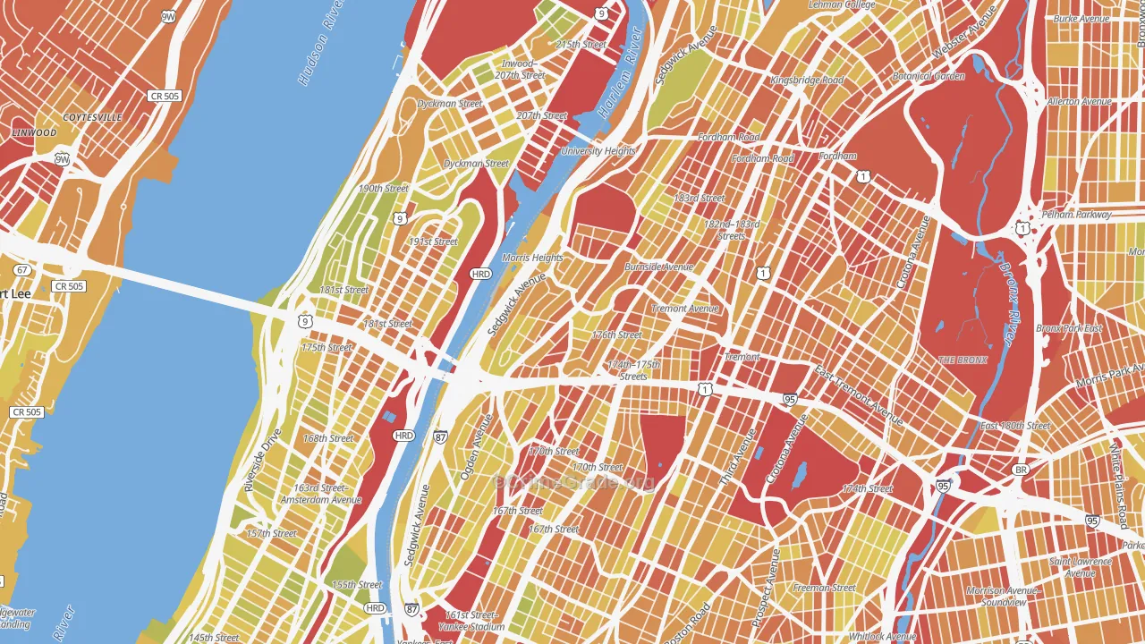 Morris Heights, Bronx, NY Map of Vehicle Theft Rates