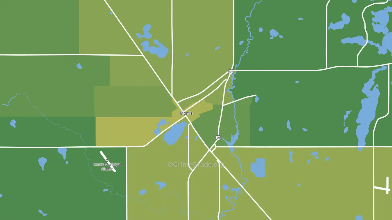 Morris, MN Map of Vehicle Theft Rates