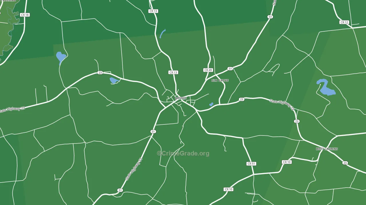 Morris, NY Map of Vehicle Theft Rates