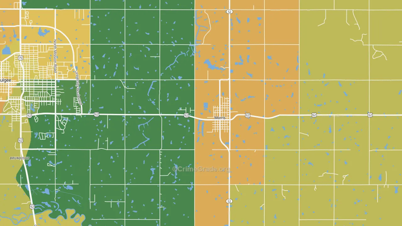 Morris, OK Map of Vehicle Theft Rates