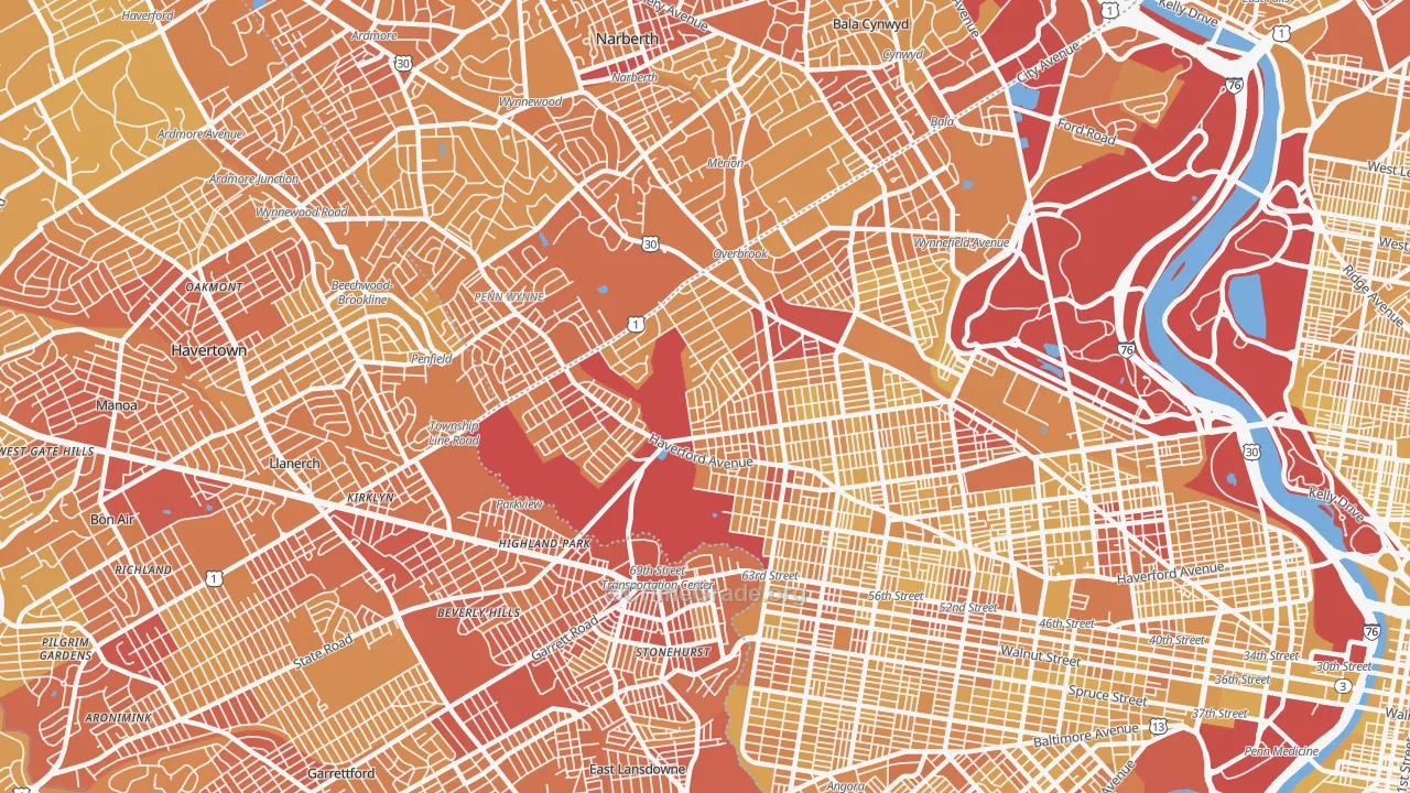 Morris Park, Philadelphia, PA Map of Vehicle Theft Rates