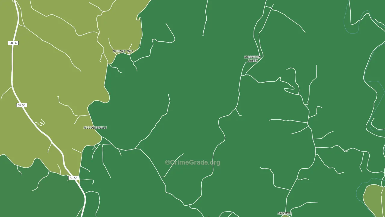 Morrison Creek, TN Map of Vehicle Theft Rates