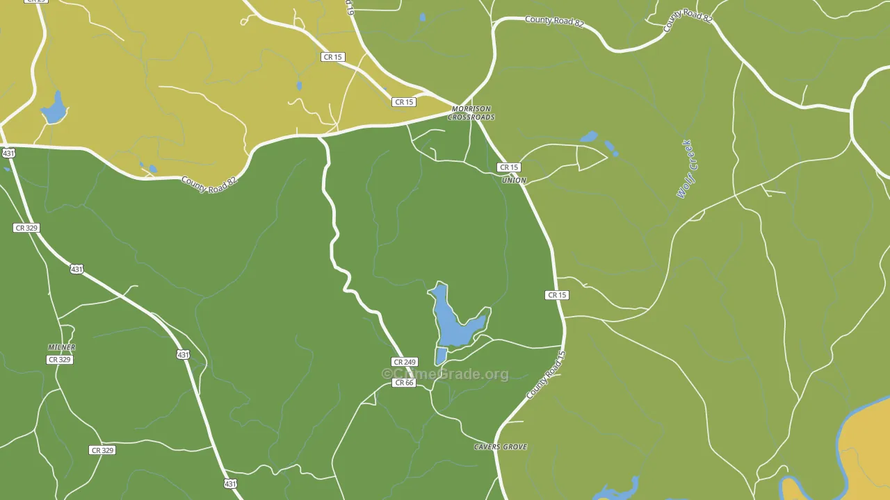 Morrison Crossroads, AL Map of Vehicle Theft Rates