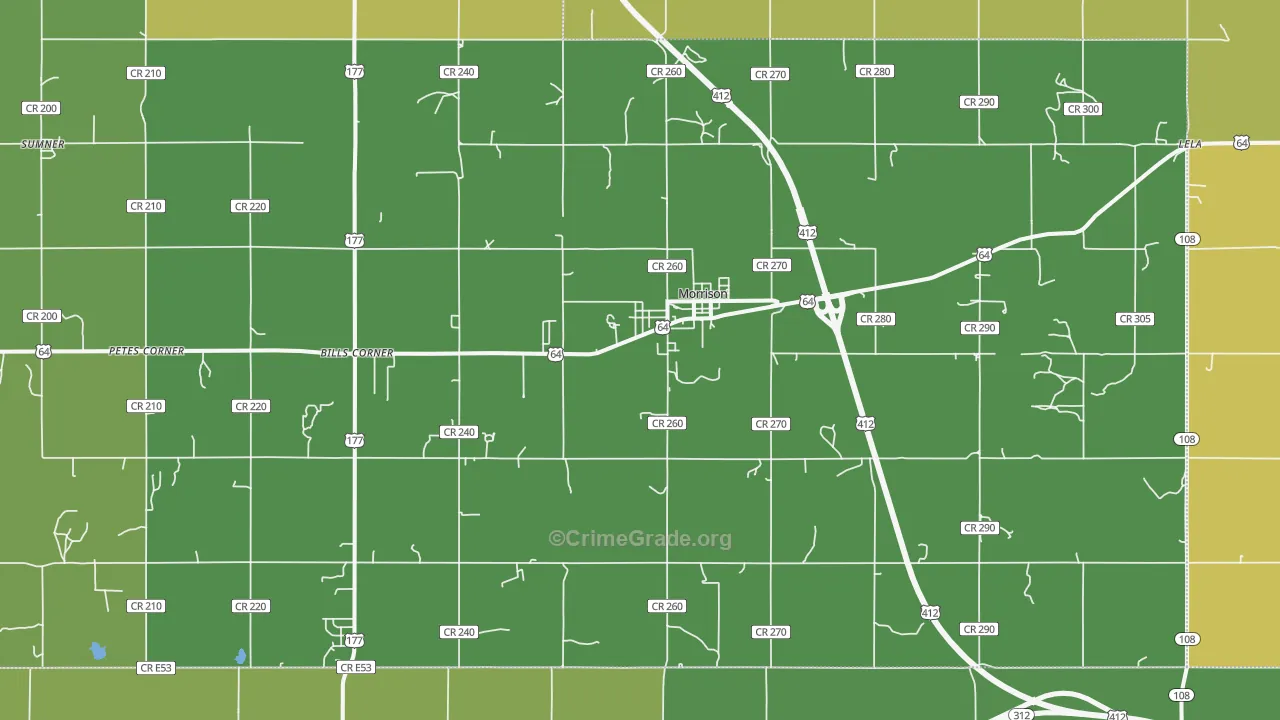 Morrison, OK Map of Vehicle Theft Rates