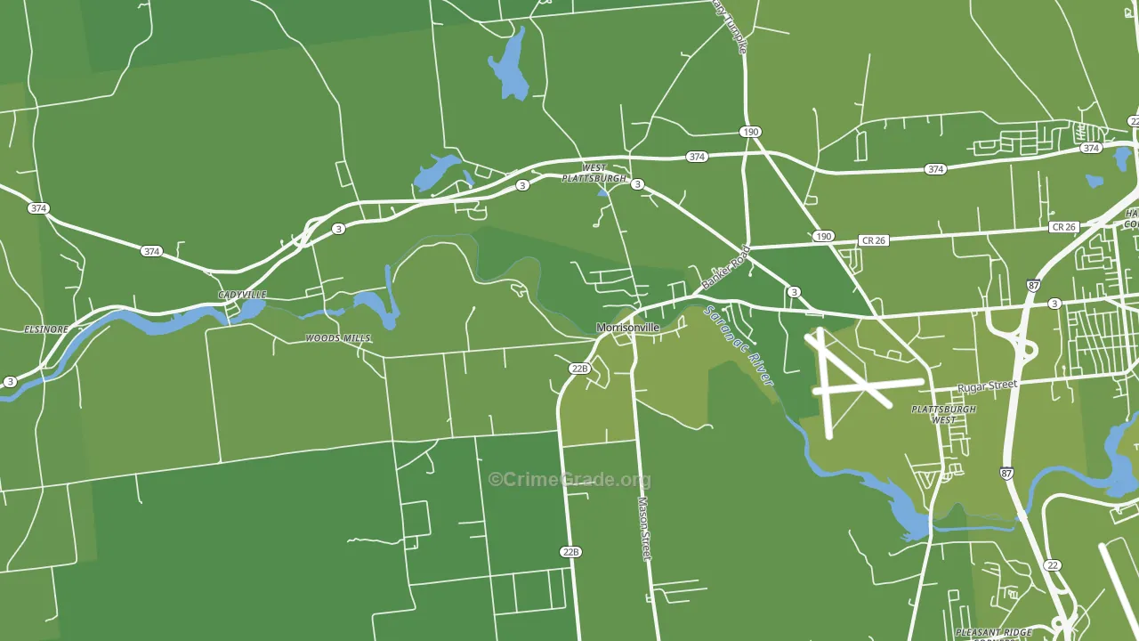Morrisonville, NY Map of Vehicle Theft Rates