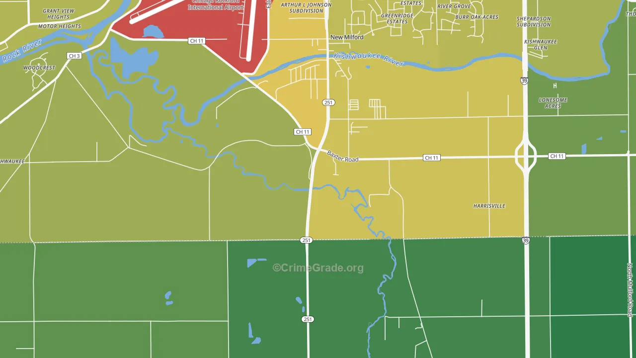 Morristown, IL Map of Vehicle Theft Rates