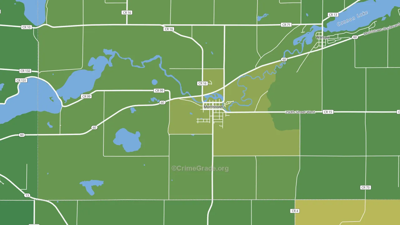 Morristown, MN Map of Vehicle Theft Rates