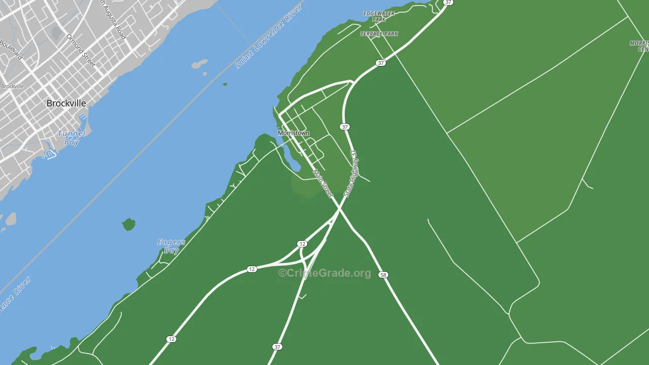 Morristown, NY Map of Vehicle Theft Rates