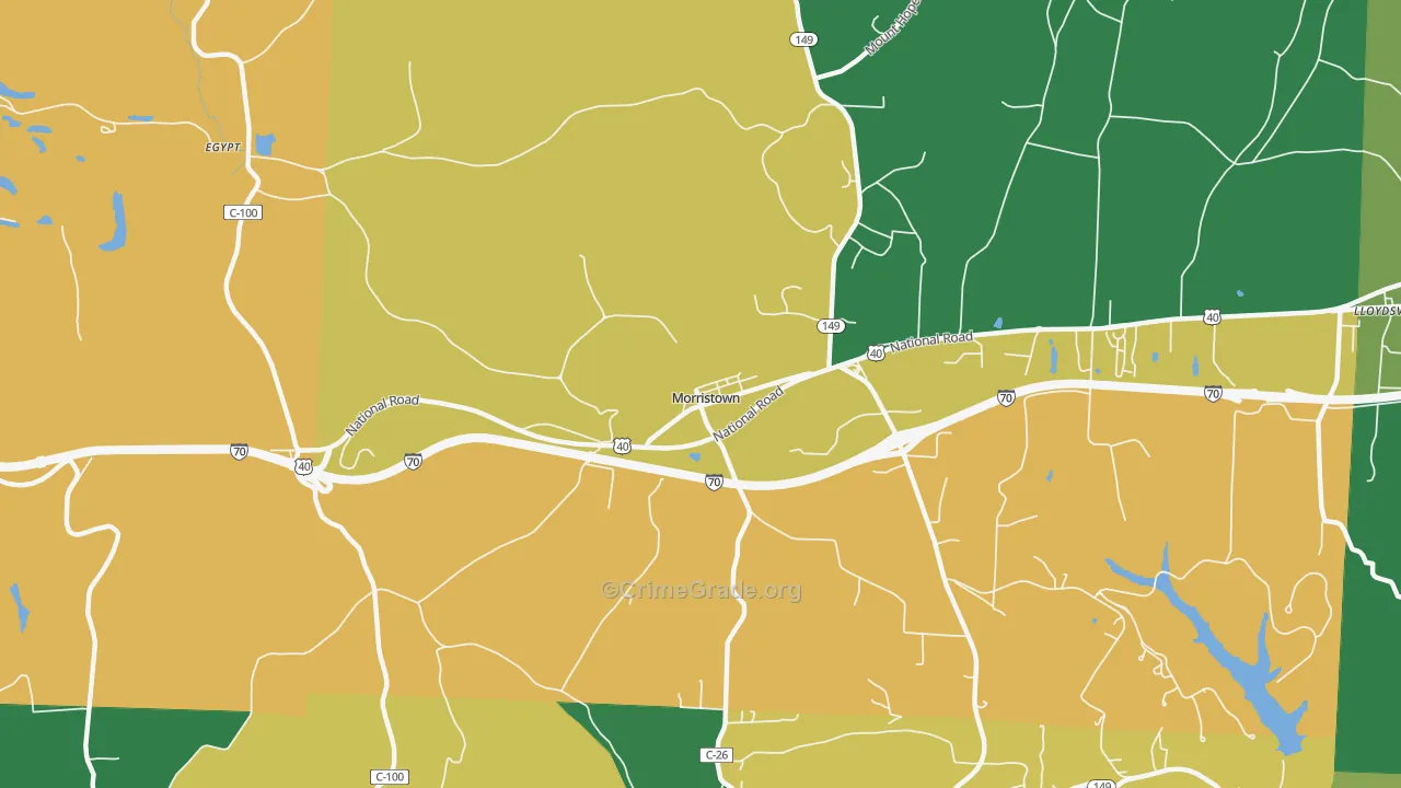 Morristown, OH Map of Vehicle Theft Rates