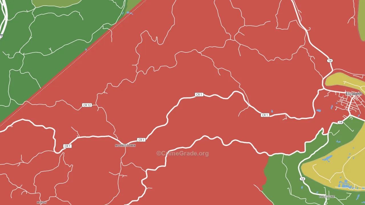 Morristown, WV Map of Vehicle Theft Rates