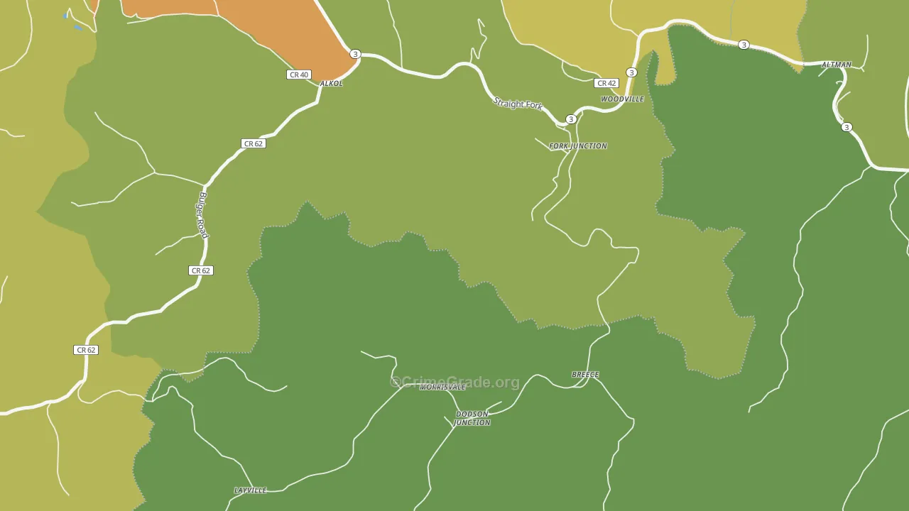 Morrisvale, WV Map of Vehicle Theft Rates