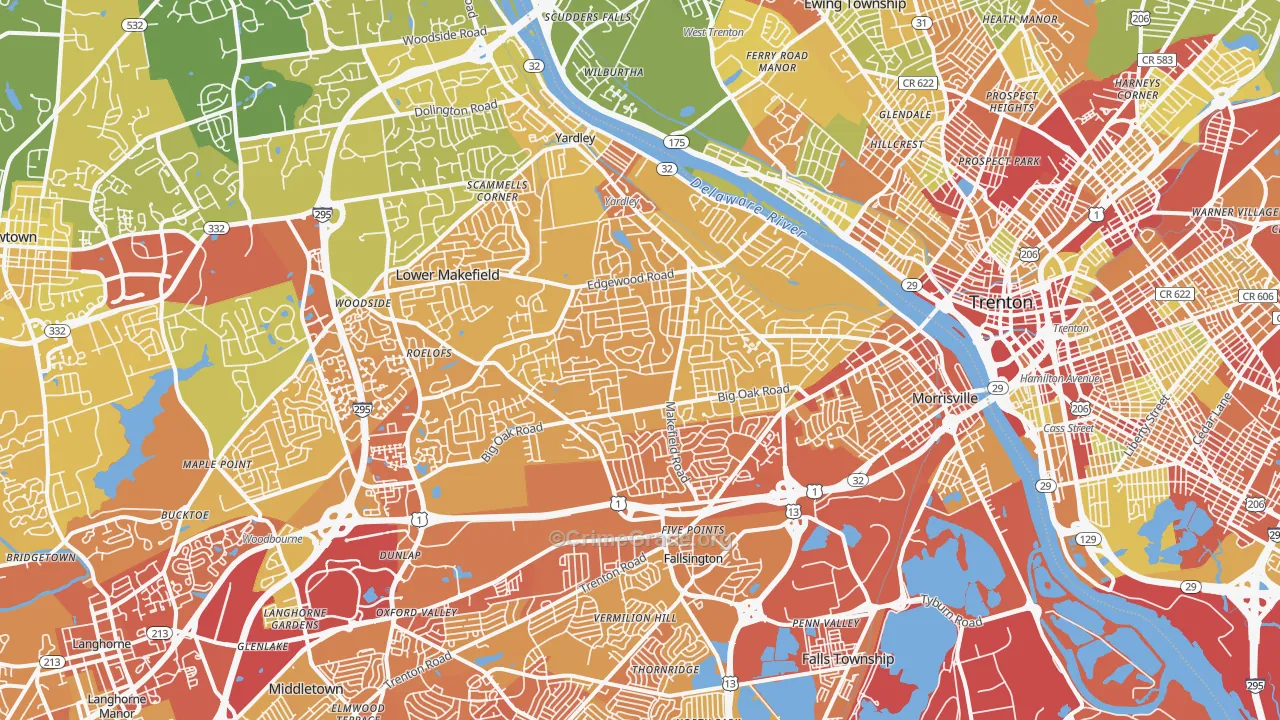 Morrisville, PA Map of Vehicle Theft Rates