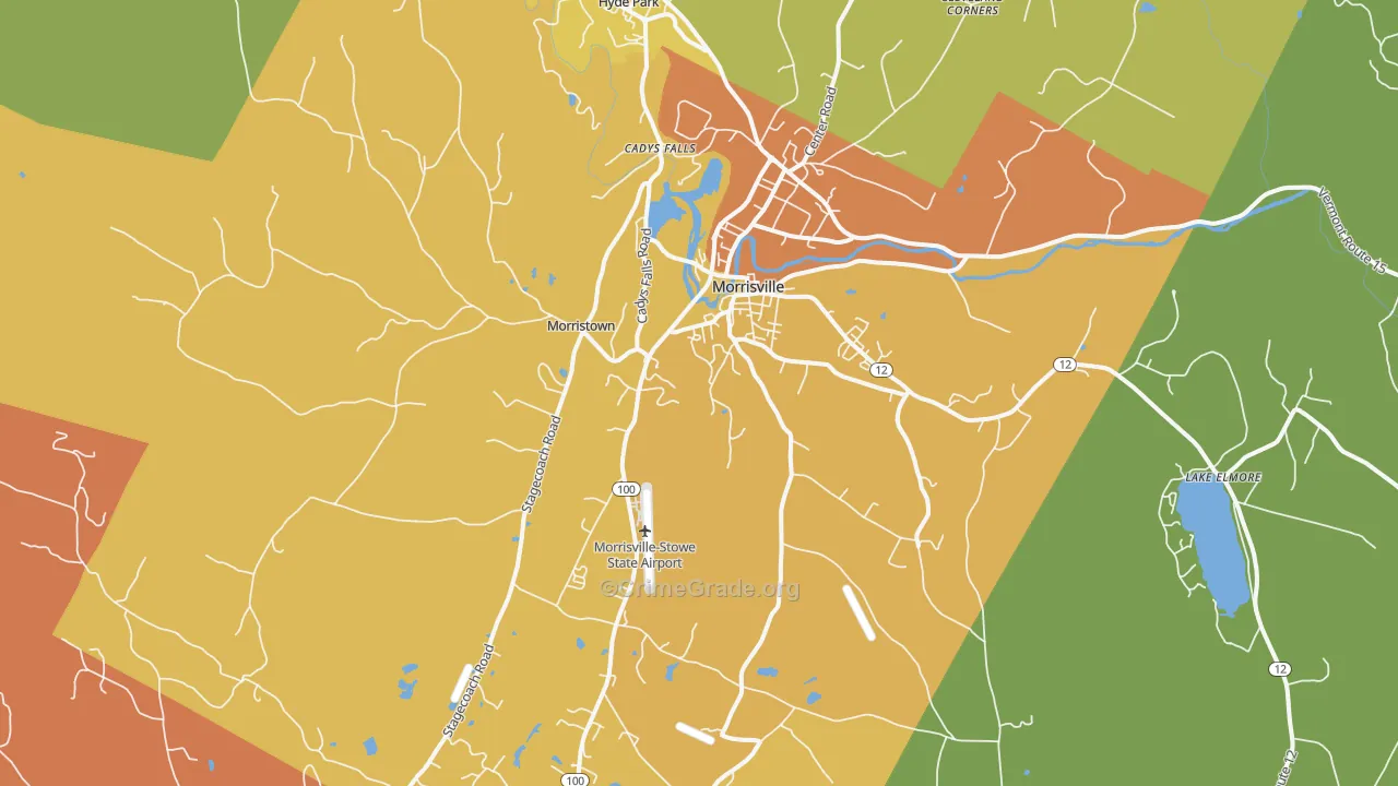 Morrisville, VT Map of Vehicle Theft Rates