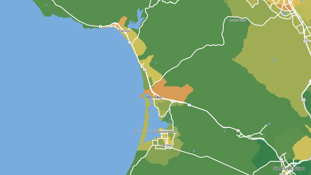 Morro Bay, CA Map of Vehicle Theft Rates