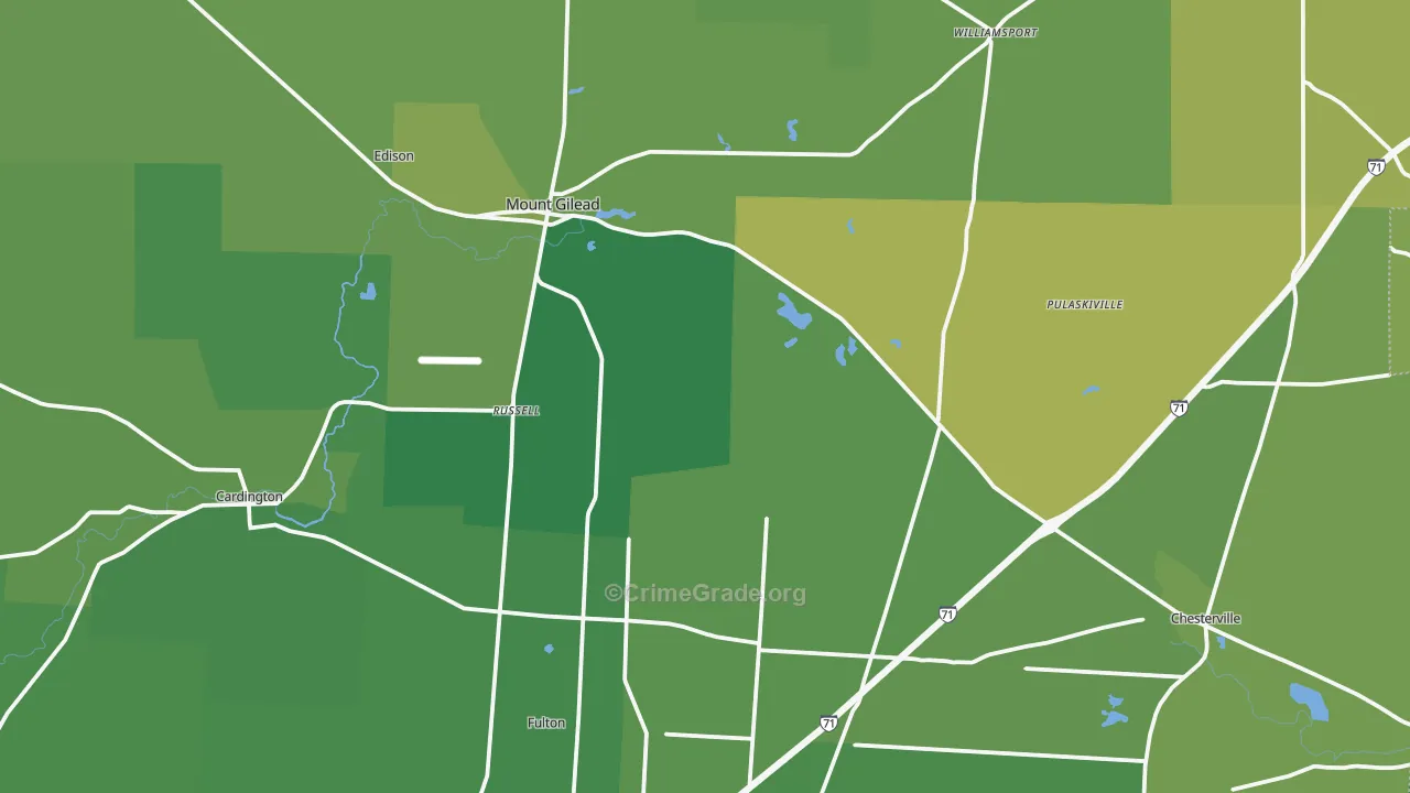 Morrow County, OH Map of Vehicle Theft Rates