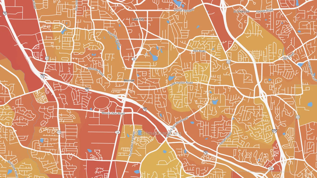 Morrow, GA Map of Vehicle Theft Rates