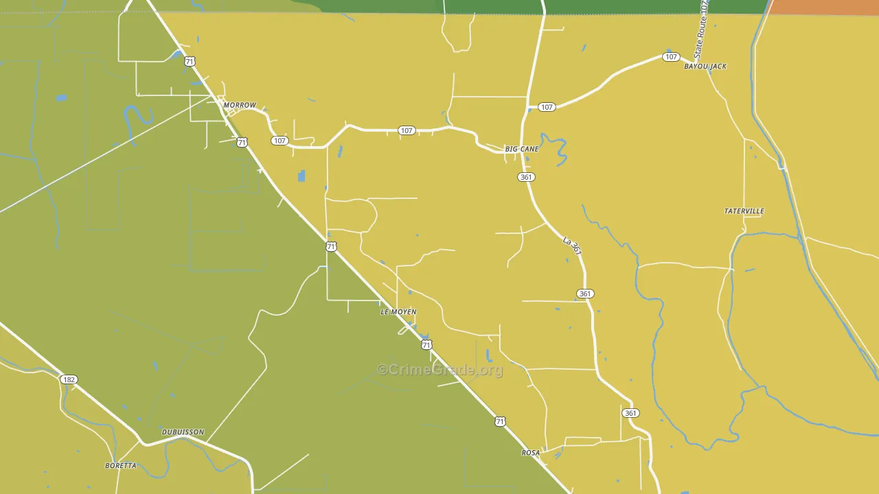 Morrow, LA Map of Vehicle Theft Rates