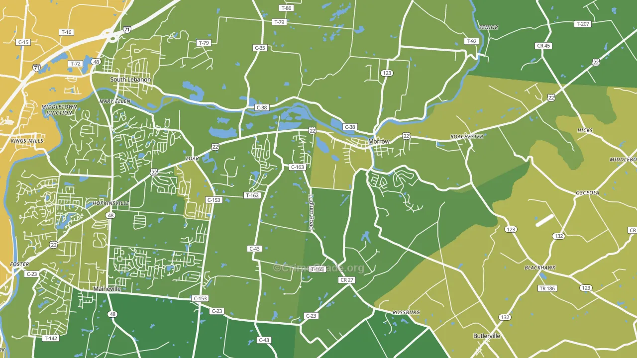 Morrow, OH Map of Vehicle Theft Rates