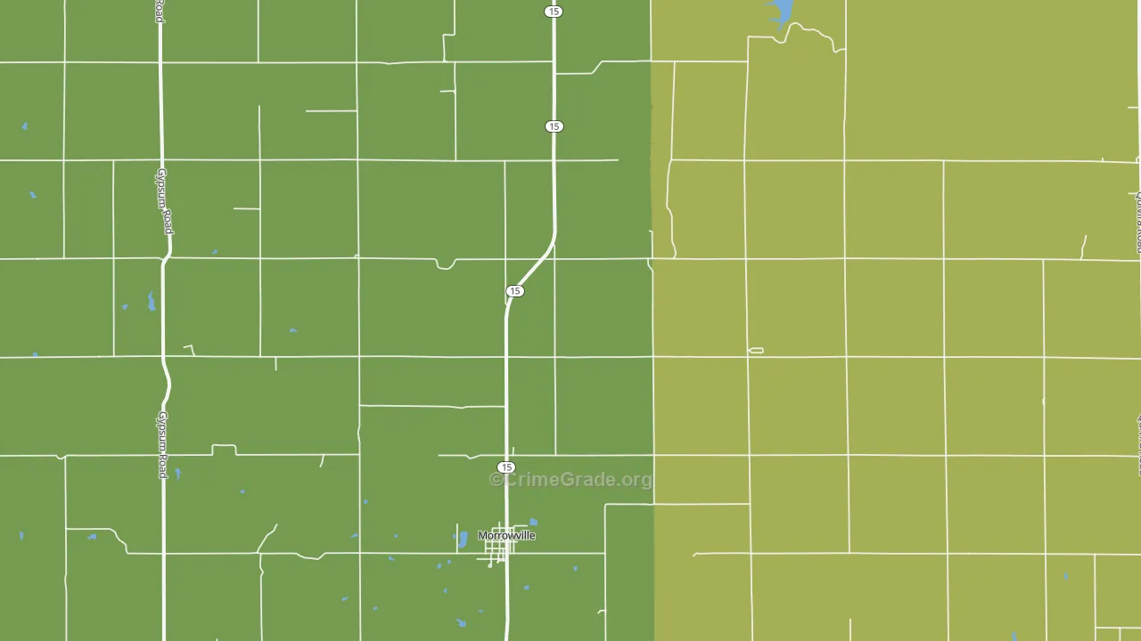 Morrowville, KS Map of Vehicle Theft Rates
