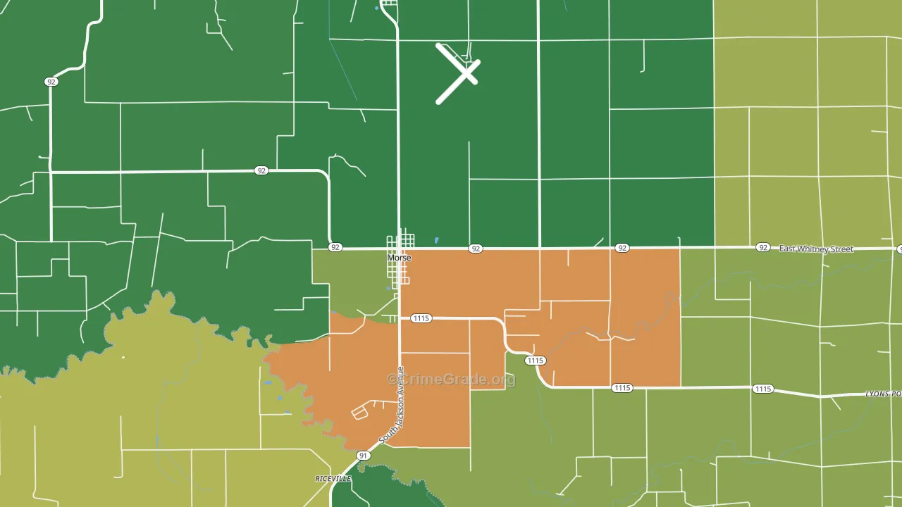 Morse, LA Map of Vehicle Theft Rates