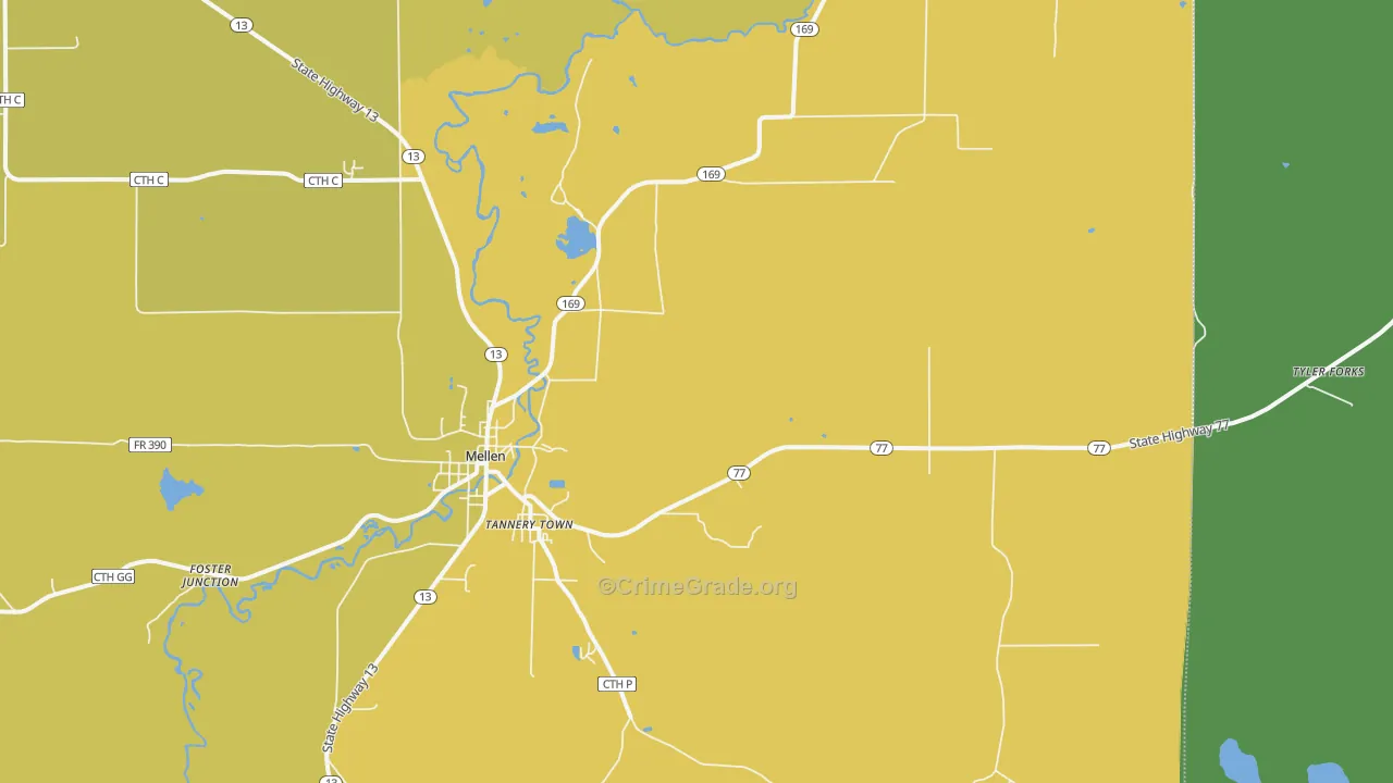 Morse, WI Map of Vehicle Theft Rates