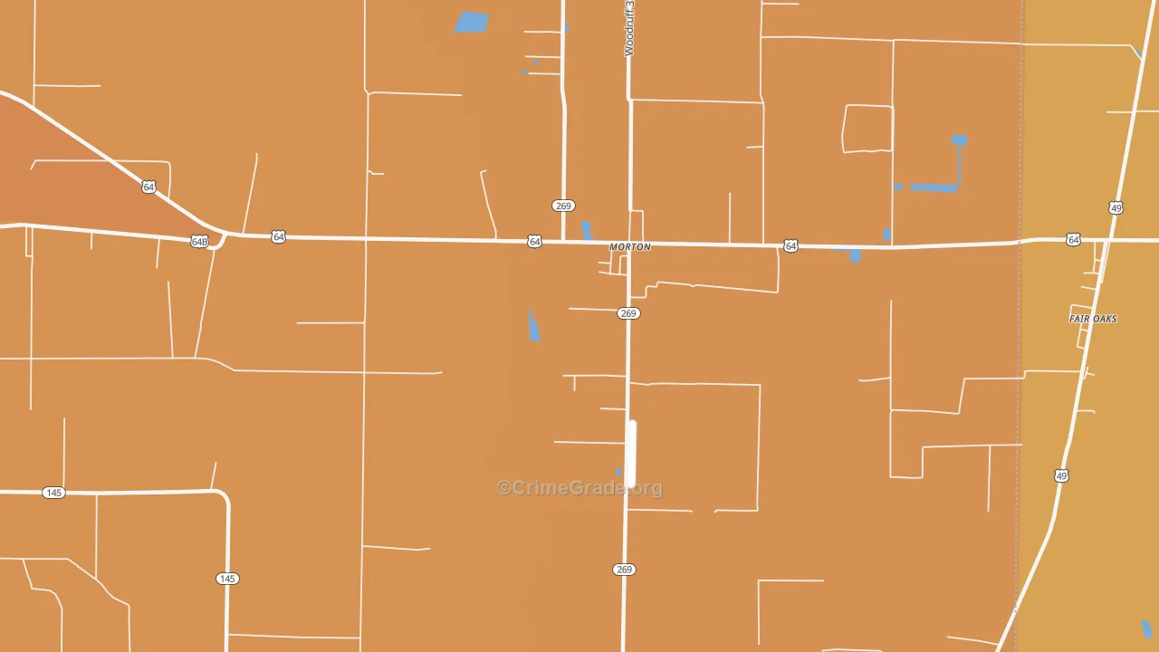 Morton, AR Map of Vehicle Theft Rates