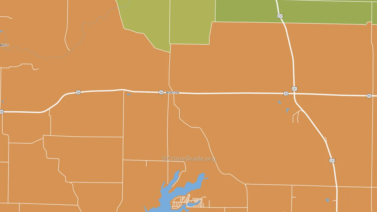 Morton, IN Map of Vehicle Theft Rates