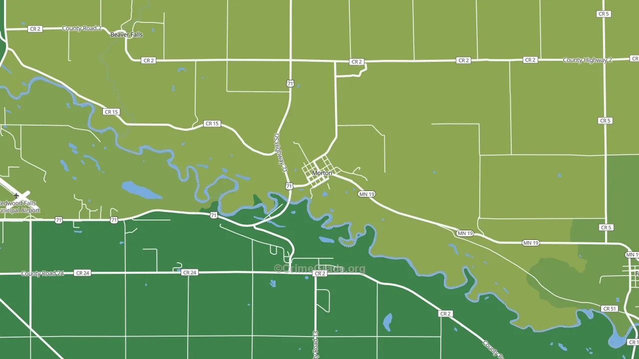 Morton, MN Map of Vehicle Theft Rates