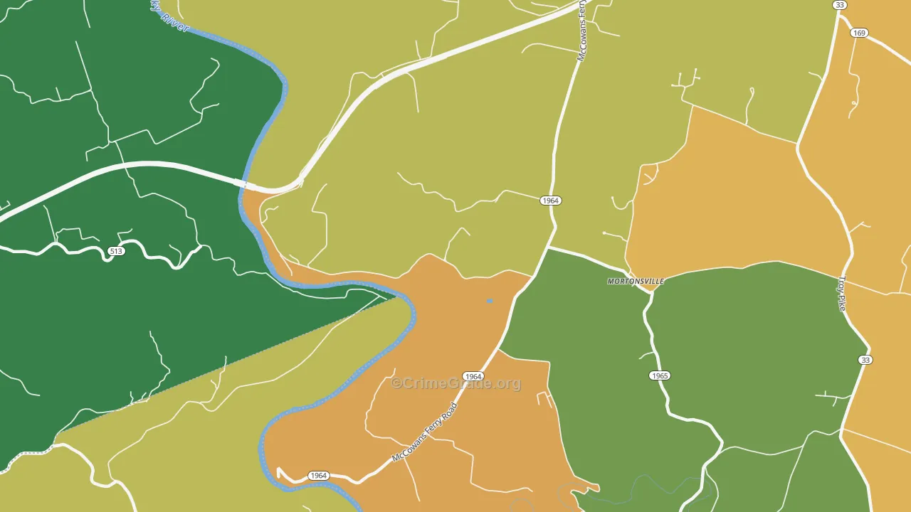 Mortonsville, KY Map of Vehicle Theft Rates