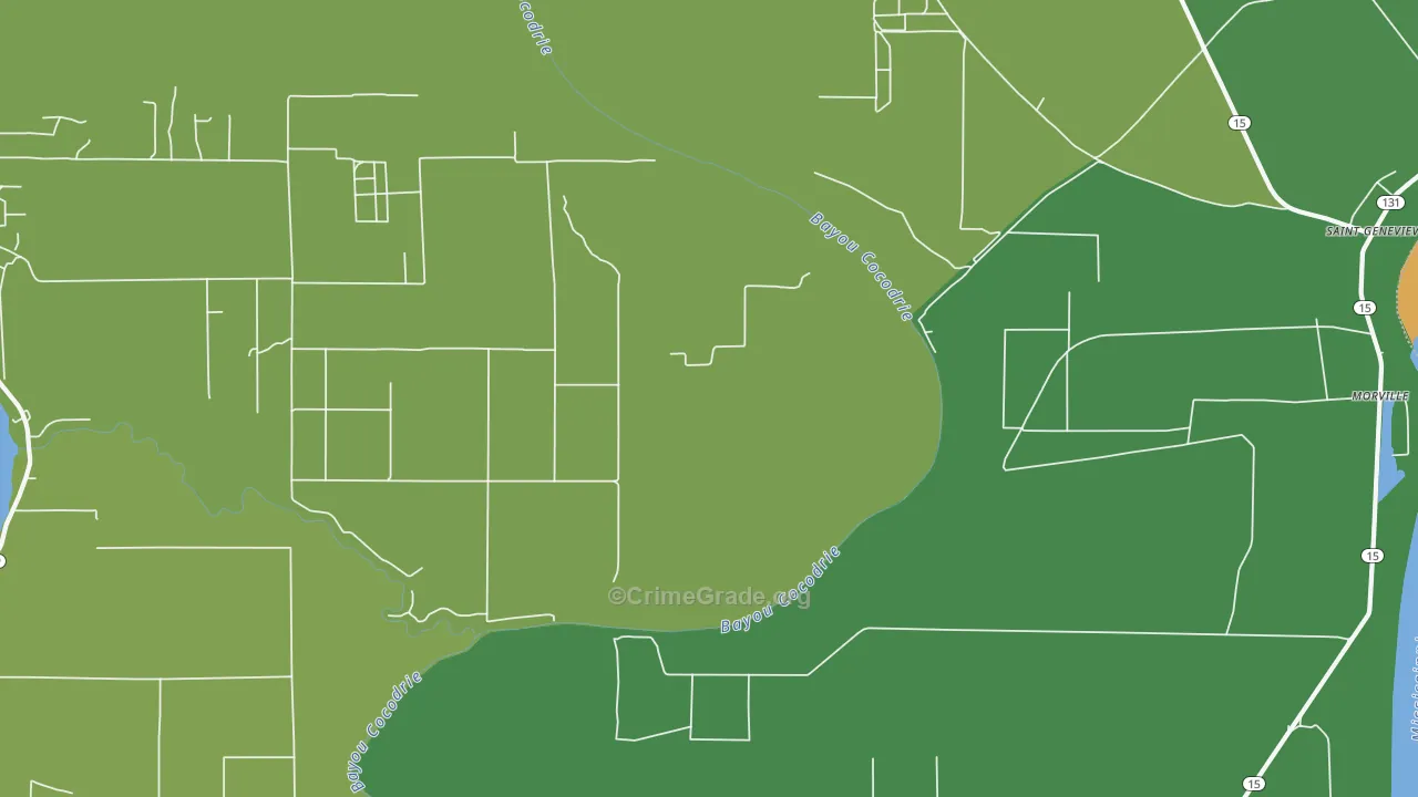Morville, LA Map of Vehicle Theft Rates