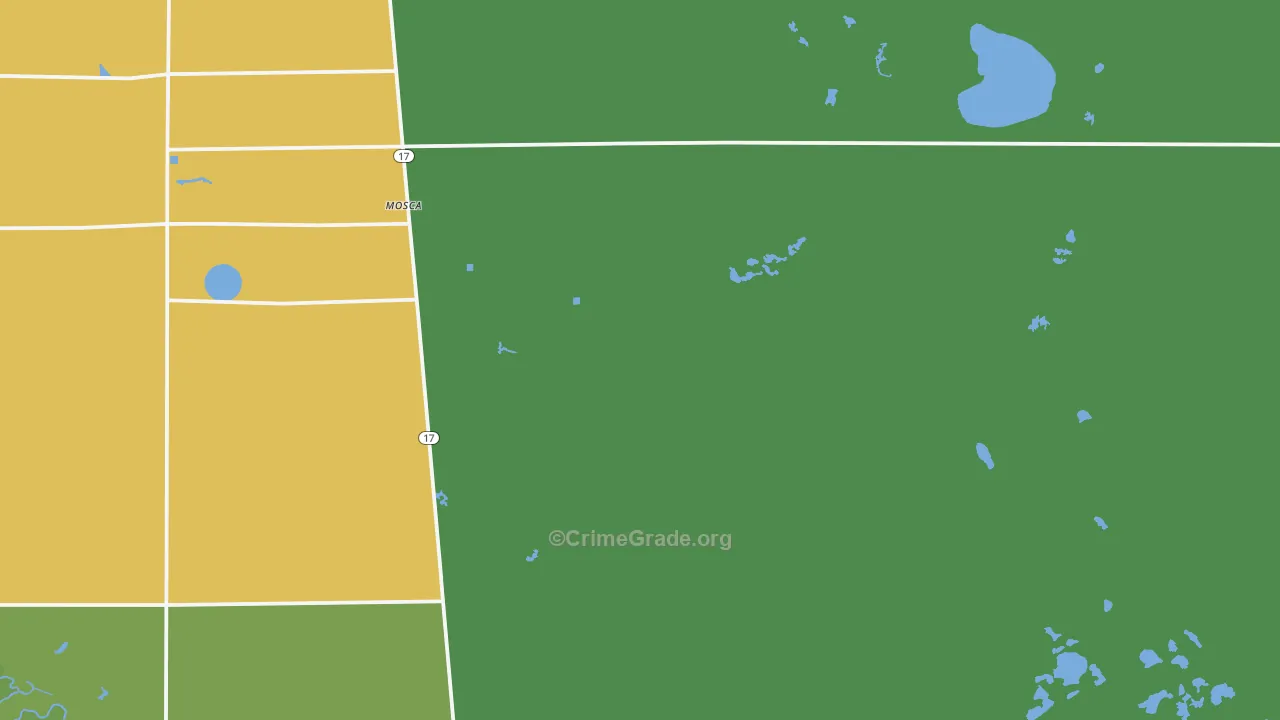 Mosca, CO Map of Vehicle Theft Rates