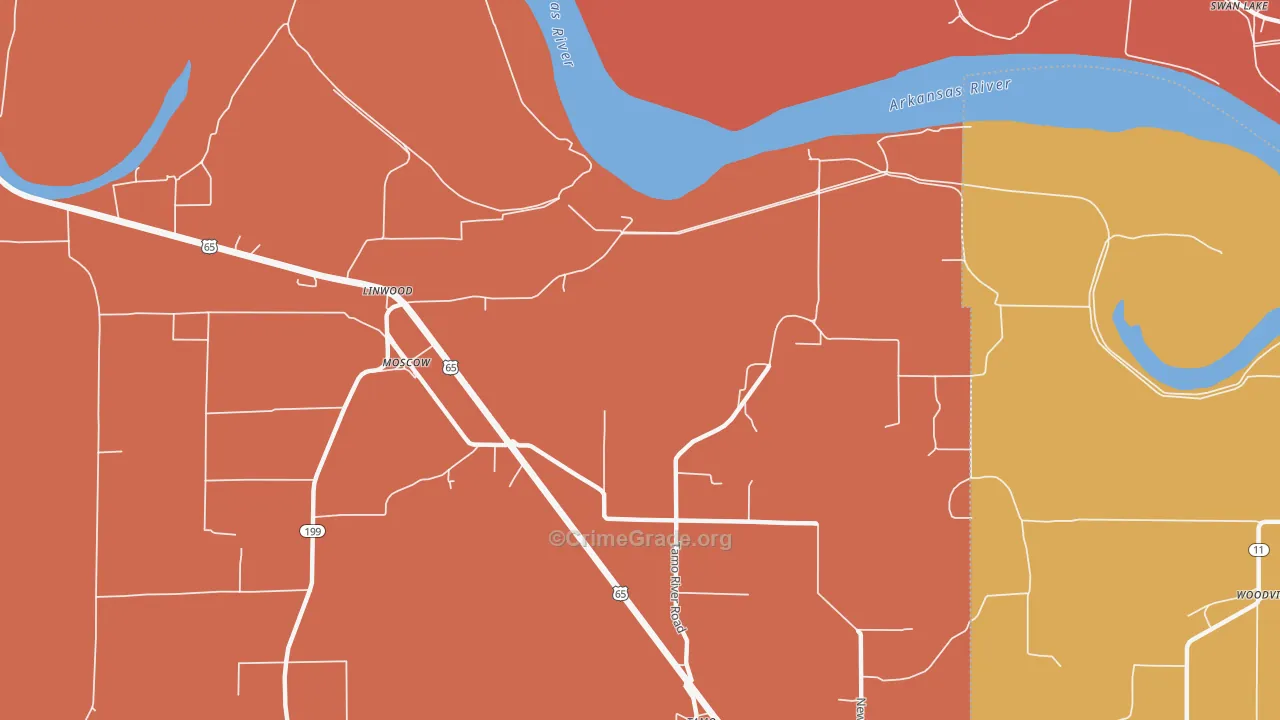 Moscow, AR Map of Vehicle Theft Rates