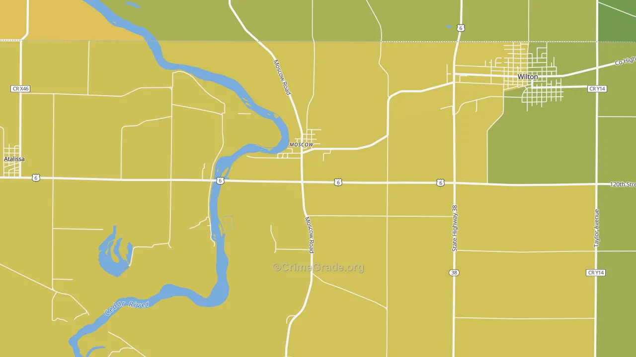 Moscow, IA Map of Vehicle Theft Rates